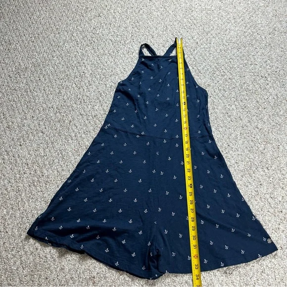 Roxy Romper Navy Blue Anchor Print Sleeveless Criss Cross Back Size Medium - Picture 9 of 13